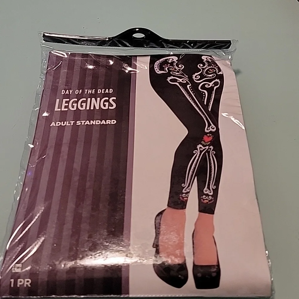 Day of the dead leggings. New. 1 pair. One size. (Up to size 8) hallowee… - Picture 2 of 3